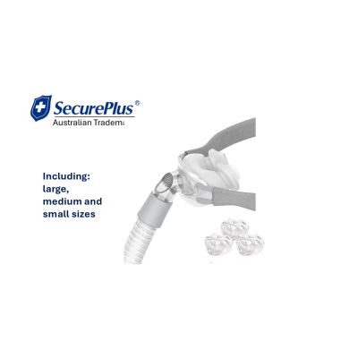 Secure Plus CPAP Nasal Mask Assembly with Silicone Cushions, Under-Nose Design, 3 Nose Pad Sizes, Frame and Flexible Tube (SET-S,M,L),AUD:95.00