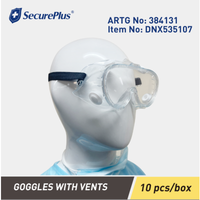 SecurePlus Goggle with Vents, 20 x 10 pcs/box, promotion