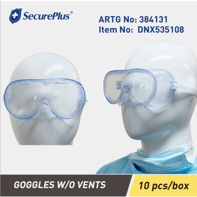 SecurePlus Goggle without Vents, 20 x 10 pcs/box